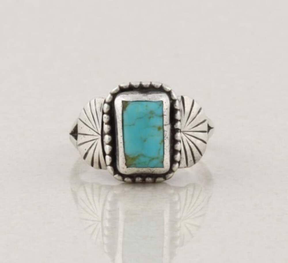 Sterling Silver Natural Turquoise Ring Size 9 3/4 Men's or Women's